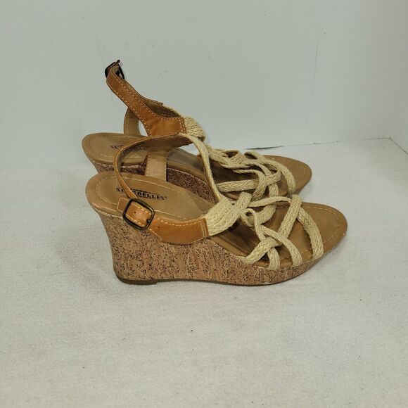 Seychelles Sandals Womens Size 8.5 Beige Leather Skin Block Heel Back Strap - Picture 2 of 13